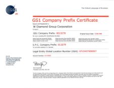 One (1) GS1 certificate with GS1 Company Prefix 0013279