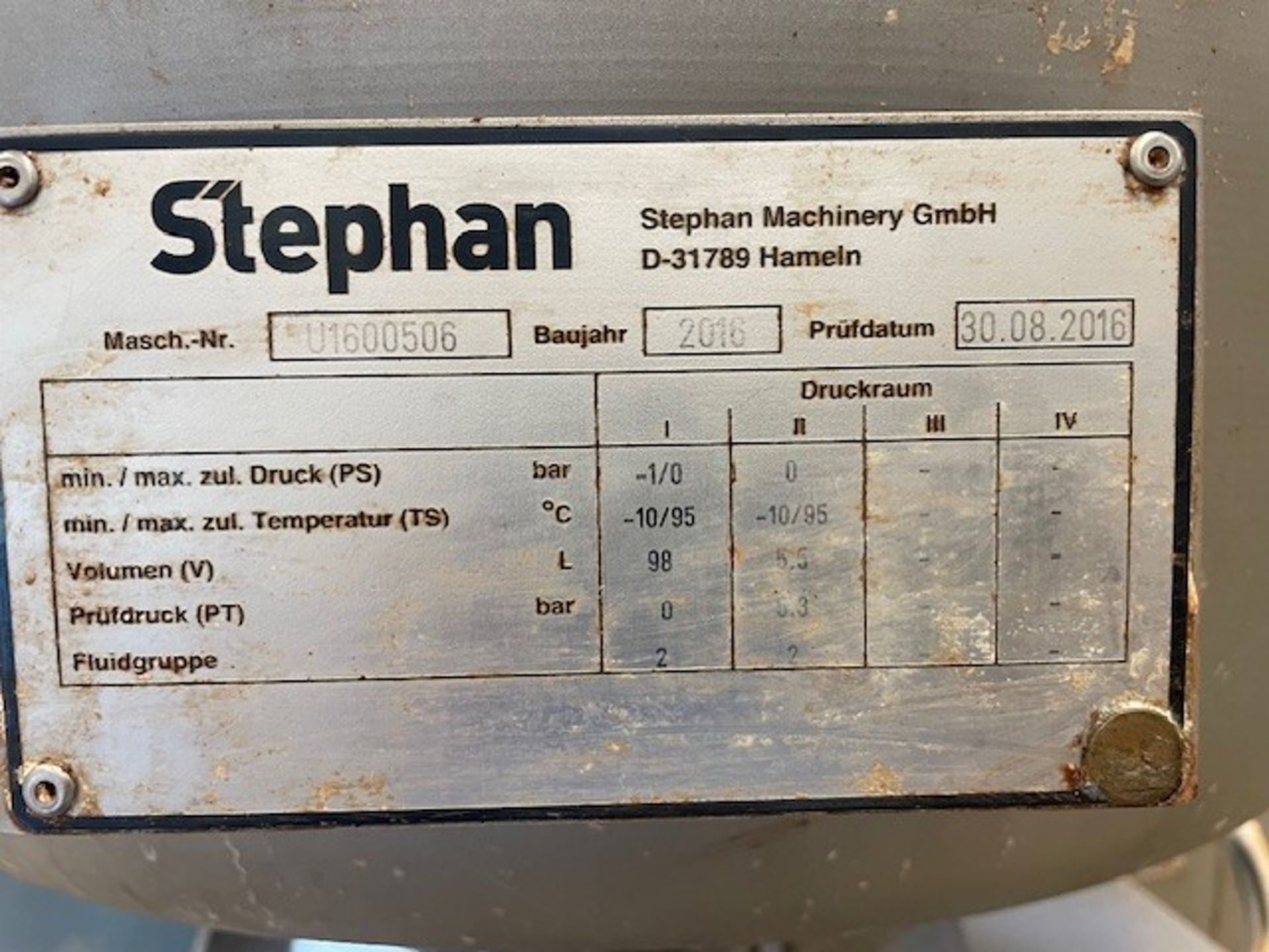 Stephan Pump Stephan Model U1600506 Jacketed Cutter/Mixer with vacuum pump (Built ...