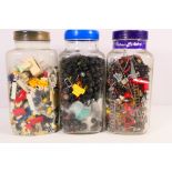 Dinky Toys - Corgi Toys - Matchbox - Three sweet jars containing a myriad of sprae diecast model