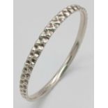 PANDORA HAMMERED SILVER BANGLE. Full Authentic ‘PJ’ Pandora hallmark together with 925 ALE