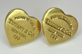 A 18K yellow gold gorgeous pair of Tiffany & Co heart earrings. Total weight 2.8G