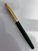 Vintage SHEAFFER FOUNTAIN PEN complete with 14 CARAT GOLD NIB. Finished in Black with Gold Plated
