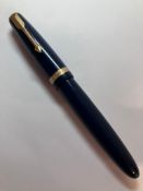 Vintage PARKER ‘DUOFOLD’ FOUNTAIN PEN. 14 CARAT GOLD NIB. Finished in Blue. Pump Filling