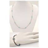 2X silver Turquoise bracelet and necklace. Total length 20 and 42 cm. Total weight 6.8G.