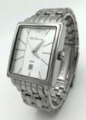 A BEN SHERMAN, STEEL, DATE FUNCTION, BRACELET WATCH. IN FULL WORKING ORDER. NEW BATTERY FITTED
