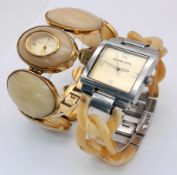 Two Fashionable Michael Kors Dress Ladies Watches. Gilded cabochon design. New batteries recently