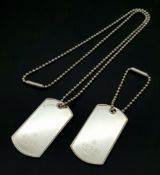 A Sterling Silver Gucci Dog Tags Necklace-60cm Length Chain. The Dog Tags Measure 4.9cm Lengths. The
