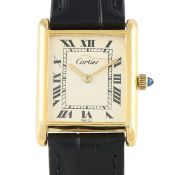 A Cartier Tank Vermeil Quartz Watch. A pre-Must Tank from circa 1970s. This particular timepiece