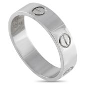 A Cartier LOVE 18K White Gold Ring. The simple, elegant design features the collections iconic screw