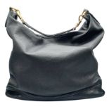 A Mulberry Effie Black Leather Hobo Bag. Black leather exterior with gold-toned hardware, braided
