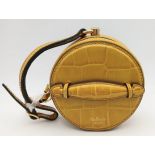 A Mulberry Yellow Croc-Embossed Leather Round Coin Purse. Yellow croc-embossed leather exterior with