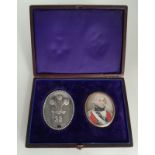 A Cased Waterloo and Peninsular Officers Shoulder Belt Plate and Miniature Portrait. Attributed to