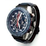 A Tag Heuer Carrera 'Red Bull' Automatic Chronograph Gents Watch. Model CAR2A1N. Blue leather strap.