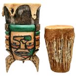 2X collectible Tribal drums. Heights: 22 and 34 cm. Please see photos for details.