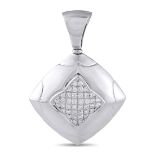 A Bvlgari Pyramid 18K White Gold 0.65ct Diamond Pendant. Diamonds totaling 0.65 carats adorn the