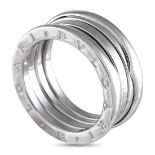 A Bvlgari B.zero1 18K White Gold Ring. Features the collection's signature spiral detail at the