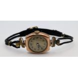 A Vintage (c.1930) 9K Gold Cased Ladies Cocktail Watch. Case - 23mm. Hand-wind mechanical