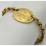 A Gorgeous 18K Yellow Gold Tiffany and Co. Link Bracelet with Return to Tiffany Plaque and Lobster