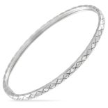 A Chanel 18K White Gold 0.36ct Diamond Bangle Bracelet. Diamonds with a total weight of 0.36