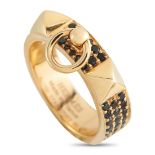 A Hermes Collier de Chien 18K Yellow Gold Spinel Ring. The yellow gold band alternates between pav