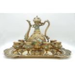 A Magnificent Chinese 20th Century, Solid Silver and Enamel Tea Set and Tray. Incredible