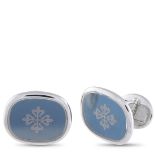 A pair of Patek Philippe 18K White Gold Calatrava Cross Cufflinks. Each cufflink features the