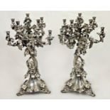 A Large Pair of Italian Buccellati Style Solid Silver Candelabra. Beautifully designed as tree-