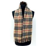 A Classic Vintage Burberry Cashmere Scarf. 125 x 32cm.