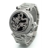 A Pasha De Cartier Diamond Dragon Ladies Watch. Stainless steel bracelet and case - 36mm. Ornate