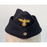 WW2 German Kriegsmarine Side Cap with a U-Boat Flotilla Badge.