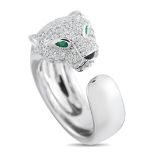 A Cartier Panthere 18K White Gold Diamond Ring. The 18K White Gold setting features the brand's