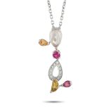 A Cartier 18K White Gold Multi-Gemstone Necklace. The 18K White Gold setting features
