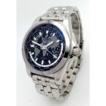 A Breitling Galactic Unitime Automatic Gents Watch. Model WB3510. Stainless steel bracelet and