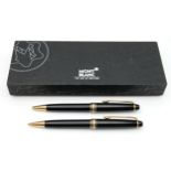 Two Montblanc Meisterstuck Black Lacquer and Gold-Tone Ballpoint Pens. Both needing refills. Ref: