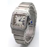 A Cartier Santos Galbee Quartz Ladies Watch. Model 1565. Stainless steel bracelet and case - 24 x