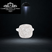 Natural Diamond Cluster Cushion Shape Ring - set in 18k white gold-D Colour VS Clarity