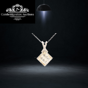 Princess Shape Natural Diamond Pendant & Chain Set in 18k White & Yellow gold