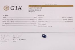 Natural Sapphire Oval Blue 3.74ct - GIA Certificated