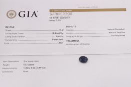 Natural Sapphire Oval Blue 5.51ct - GIA Certificated