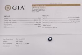 Natural Sapphire Oval Blue 4.30ct - GIA Certificated