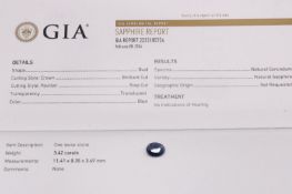 Natural Sapphire Oval Blue 3.42ct - GIA Certificated