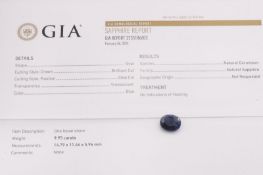 Natural Sapphire Oval Blue 9.95ct - GIA Certificated