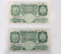 British, Bank of England, Peppiatt, One Pound, B239 First Series, A30A 317056, with B238 77E 486851,