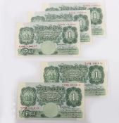 British, Bank of England, Beale, One Pound consecutive, B268 T07B 031915-6, R49C 765225-7, near