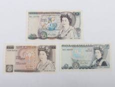 British, Bank of England, Gill, Twenty, Ten and Five Pounds, B355 06L 277732, B354 DZ08 964439, B353