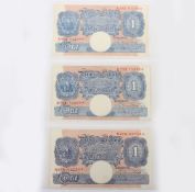 British, Bank of England, Peppiatt, One Pound, B249 A49D 652066, A73D 758694, N67H 807564, one