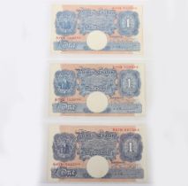 British, Bank of England, Peppiatt, One Pound, B249 A49D 652066, A73D 758694, N67H 807564, one