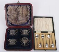 A set of 20th century silver cased teaspoons, Birmingham, Henry Clifford Davis, 1926, with a cased