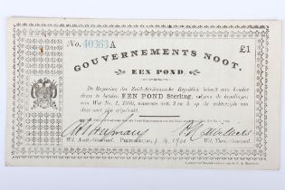 South Africa, Anglo Boer War, Een Pond (One Pound), 1901, Petersburg, no. 40363A, hand dated 1.4.