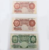 Rare, British, Bank of England, Catterns, One Pound, Ten Shillings, B223 U37 425379 creased good